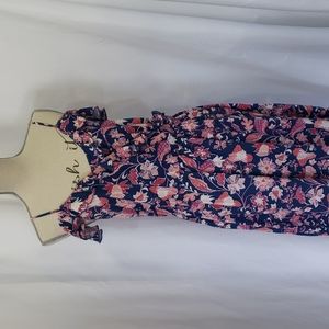 JOE FRESH Summer Floral Ruffle Off-Shoulder Midi Dress Faux Wrap 100% Cotton